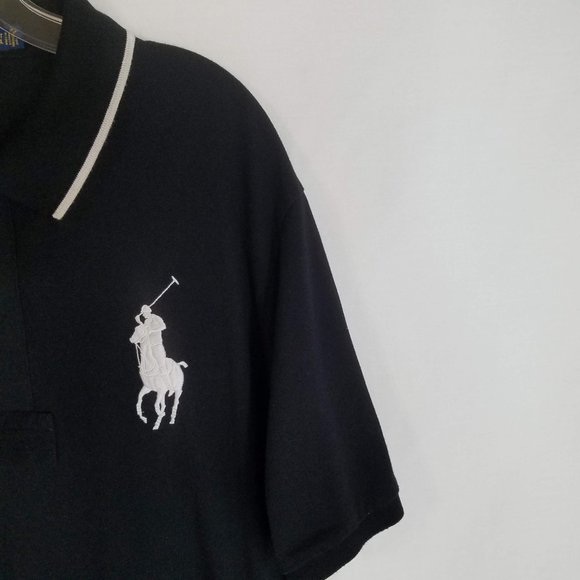 Polo Ralph Lauren Big Pony Black Short Sleeve Polo Shirt Mens Size XLT  XL TALL - Picture 3 of 6